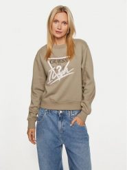Guess Bluza Icon W4YQ25 KB681 Zielony Relaxed Fit. Zielone bluzy damskie Guess, xs, z aplikacjami, z bawełny, bez ramiączek, bez kaptura. Za 219.99 zł.