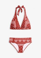 Bikini z ramiączkami wiązanymi na szyi (komplet 2-cz.). Niebieskie bikini bonprix, bez wzorów. Za 94.99 zł.