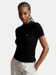 Polo Ralph Lauren Sweter 211971873506 Czarny Slim Fit. Czarne swetry nierozpinane damskie Polo Ralph Lauren, xs, bez wzorów, z bawełny, bez kołnierzyka, bez ramiączek. Za 819.99 zł.