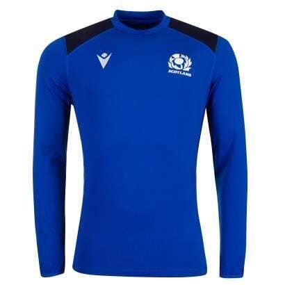 Bluza okrągły dekolt trening Écosse Staff. Niebieskie bluzy damskie Macron, xl, bez wzorów, z dresówki, sportowe, bez ramiączek, bez kaptura. Za 316.55 zł.