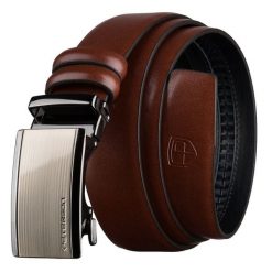 Brązowy pasek męski z automatyczną klamrą wykonany ze skóry naturalnej Peterson PTN A020-AB-BROWN. Brązowe paski męskie Peterson, ze skóry, eleganckie. Za 69.99 zł.