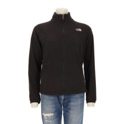 Damska czarna polarowa kurtka TNF. Czarne kurtki sportowe damskie The North Face, l, bez wzorów, z materiału, bez ramiączek, bez kaptura, outdoorowe. Za 153.32 zł.