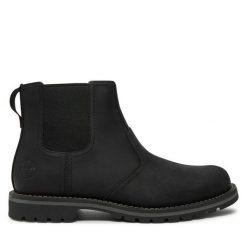 Sztyblety Timberland. Czarne botki męskie Timberland, bez wzorów, bez obcasa, bez zapięcia. Za 599.99 zł.