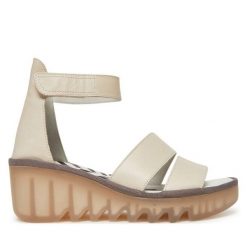 Sandały Fly London. Brązowe sandały damskie Fly London, bez wzorów, bez obcasa, na koturnie, bez zapięcia. Za 399.99 zł.