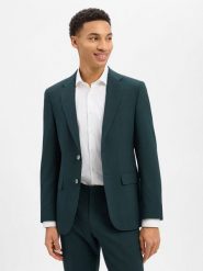 BOSS Męska marynarka garniturowa z wełny dziewiczej - Jasper Mężczyźni Regular Fit Sztuczne włókno zielony jednolity, 27. Zielone garnitury męskie Boss, m, bez wzorów, z wełny, biznesowe, bez kołnierzyka, bez ramiączek. Za 1,499.95 zł.
