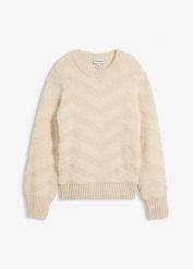 Sweter z grubą nicią. Brązowe swetry nierozpinane damskie bonprix, bez wzorów, bez kołnierzyka, bez ramiączek. Za 169.99 zł.