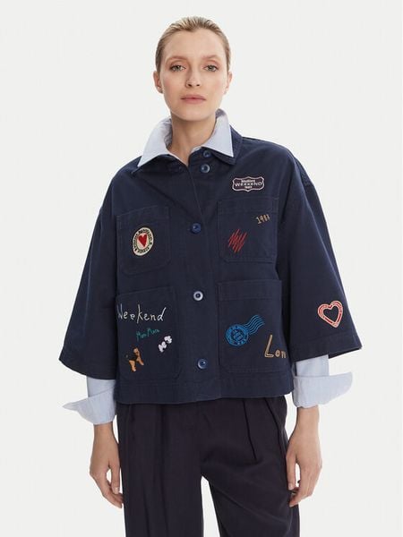 Weekend Max Mara Marynarka Assuan 2525046021 Granatowy Regular Fit. Niebieskie marynarki i żakiety damskie Weekend Max Mara, bez wzorów, z bawełny, bez kołnierzyka, bez ramiączek. Za 1,209.00 zł.