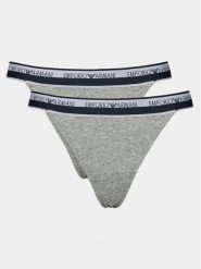 Emporio Armani Underwear Komplet stringów 164522 4R227 00948 Szary. Szare majtki damskie Emporio Armani Underwear, z bawełny. Za 129.99 zł.