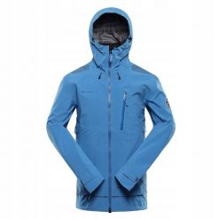 Kurtka trekkingowa męska Alpine Pro Gor wodoodporna. Niebieskie kurtki męskie Alpine Pro, l, bez wzorów, z hardshellu, bez kaptura, trekkingowe. W wyprzedaży za 499.00 zł.