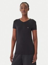 Emporio Armani T-Shirt EW000409 AF19024 UC001 Czarny Regular Fit. Czarne t-shirty damskie Emporio Armani, s, bez wzorów, z bawełny, bez kołnierzyka, bez ramiączek. Za 259.99 zł.