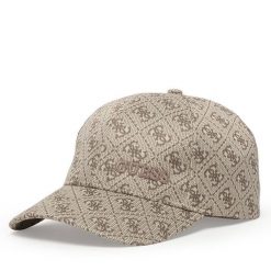 Czapka z daszkiem Guess. Brązowe czapki damskie Guess, z aplikacjami. Za 189.99 zł.