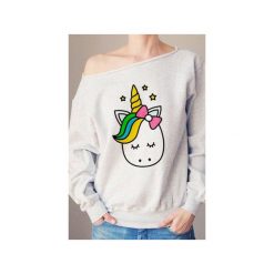Bluza ze słodkim jednorożcem. Szare bluzy damskie One mug a day, s, bez wzorów, bez ramiączek, bez kaptura. Za 129.00 zł.