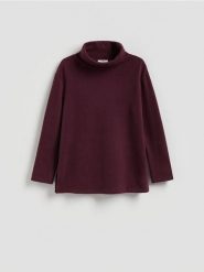 Bluza ze stójką - ciemnofioletowy. Fioletowe bluzy damskie Reserved, l, bez wzorów, z bawełny, bez ramiączek, bez kaptura. Za 109.99 zł.