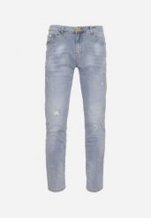 Niebieskie Jeansy Skinny z Przetarciami i Wsuwanymi Kieszeniami Faroria. Niebieskie jeansy męskie Born2be, z jeansu. Za 89.99 zł.