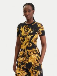 Versace Jeans Couture T-Shirt 80HAH608 JS553 Czarny Regular Fit. Czarne t-shirty damskie Versace Jeans Couture, xs, bez wzorów, z bawełny, bez kołnierzyka, bez ramiączek. Za 749.99 zł.