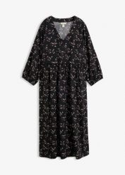 Luźna sukienka tunikowa z miękkiej wiskozy. Czarne sukienki damskie bonprix, bez wzorów, z wiskozy, bez kołnierzyka, bez ramiączek. Za 124.99 zł.