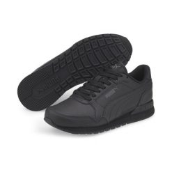 Młodzieżowe skórzane buty sportowe ST Runner v3 PUMA Black. Czarna obuwie sportowe damskie Puma, bez wzorów, z materiału, bez zapięcia, trekkingowe. Za 159.99 zł.