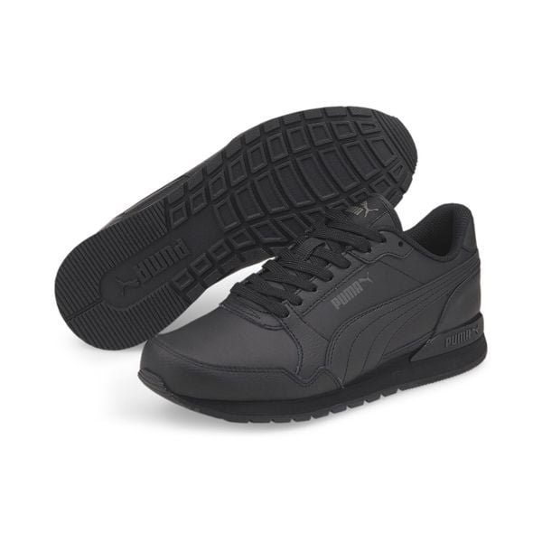 Młodzieżowe skórzane buty sportowe ST Runner v3 PUMA Black. Czarna obuwie sportowe damskie Puma, bez wzorów, z materiału, bez zapięcia, trekkingowe. Za 159.99 zł.
