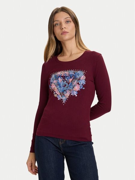 Guess Bluzka W5BI74 J1314 Czerwony Slim Fit. Czerwone bluzki damskie Guess, xs, z aplikacjami, z bawełny, bez kołnierzyka, bez ramiączek. Za 169.99 zł.