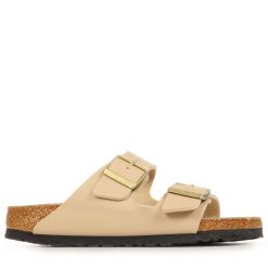 Sandały Birkenstock Arizona Birko Flor Damskie. Brązowe sandały damskie Birkenstock, bez wzorów, z materiału, bez obcasa, bez zapięcia. Za 476.70 zł.