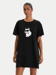 KARL LAGERFELD Koszula nocna B1W45003 Czarny Relaxed Fit. Czarne koszule nocne damskie KARL LAGERFELD, bez wzorów, z bawełny, bez ramiączek. Za 429.99 zł.