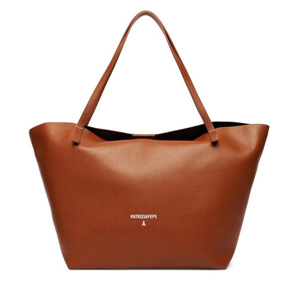 Torebka Patrizia Pepe. Brązowe shopperki damskie Patrizia Pepe, bez wzorów, bez dodatków. Za 820.99 zł.