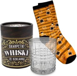 Szklanka do Whisky + Skarpetki - Prezent dla Mężczyzny. Skarpety męskie PASSION CARDS, bez wzorów. Za 54.99 zł.