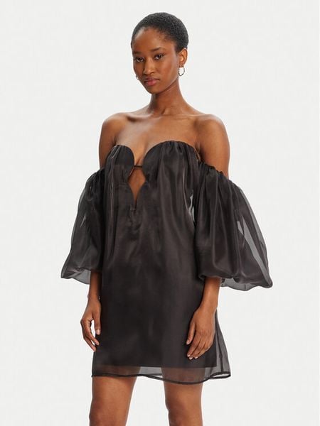 Bardot Sukienka koktajlowa Freda Volume 59968DB Czarny Regular Fit. Czarne sukienki damskie Bardot, bez wzorów, z syntetyku, wizytowe, bez kołnierzyka, bez ramiączek. Za 509.99 zł.