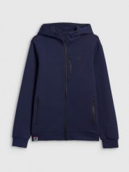 4F Bluza dresowa regular z kapturem męska - granatowa M. Niebieskie bluzy męskie 4F, m, bez wzorów, z dresówki, klasyczne, bez ramiączek, z kapturem. Za 249.99 zł.