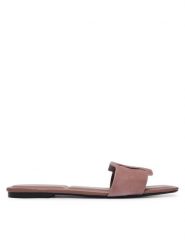 Calvin Klein Klapki Square Flat Sndl Embl Suede HW0HW03055 Beżowy. Brązowe klapki damskie Calvin Klein, bez wzorów, ze skóry, bez obcasa, bez zapięcia. Za 409.99 zł.