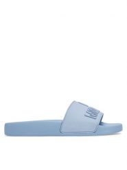 LOVE MOSCHINO Klapki JA28052G1MI15712 Niebieski. Niebieskie klapki damskie Love Moschino, bez wzorów, z syntetyku, bez obcasa, bez zapięcia. Za 469.99 zł.