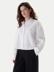 Calvin Klein Jeans Koszula LV047C141G Biały Boxy Fit. Białe koszule damskie Calvin Klein Jeans, xs, bez wzorów, z bawełny, bez kołnierzyka, bez ramiączek. Za 489.99 zł.