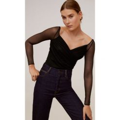 Mango - Body Pia. Czarne body Mango, bez wzorów, z elastanu. Za 139.90 zł.