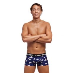 Bielizna męska bokserki spodenki bawełniane Funky Trunks Paper Plain. Niebieskia bokserki męskie Funkita, bez wzorów, z bawełny. Za 110.69 zł.