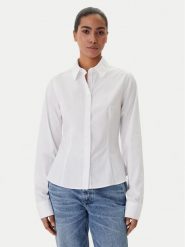 Guess Jeans Koszula W6RH66 WH7P1 Biały Regular Fit. Białe koszule damskie Guess Jeans, xxl, z aplikacjami, z bawełny, bez kołnierzyka, bez ramiączek. Za 299.99 zł.