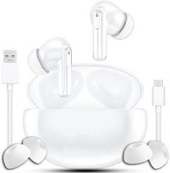 SŁUCHAWKI BEZPRZEWODOWE DOUSZNE ANC + ENC XY 70 Dwa Mikrofony Białe. Białe słuchawki douszne NoName. Za 89.00 zł.