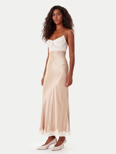 Bardot Sukienka koktajlowa Tzariana 60118DB Beżowy Regular Fit. Brązowe sukienki damskie Bardot, bez wzorów, z syntetyku, wizytowe, bez kołnierzyka, bez ramiączek. Za 659.99 zł.