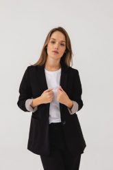 MARYNARKA NANCY CZARNA M - Flawless. Czarne marynarki i żakiety damskie Flawless, bez wzorów, biznesowe, bez kołnierzyka, bez ramiączek. Za 600.00 zł.