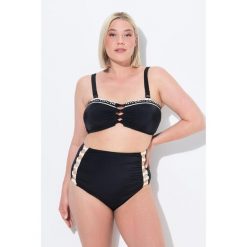 Damskie Bikini wstążki miękkie miseczki regulowane ramiączka wysoki stan. Czarne bikini Ulla Popken, plus size, bez wzorów, z elastanu. Za 244.99 zł.