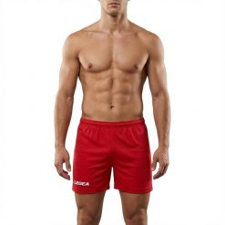 Szorty do biegania z elastycznym pasem czerwone. Czerwone szorty damskie Legea, bez wzorów. Za 80.00 zł.