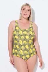 Damskie Strój kąpielowy cytryny bez miękkich miseczek okrągły dekolt. Zielone stroje kąpielowe damskie Ulla Popken, plus size, bez wzorów, z elastanu. Za 159.99 zł.