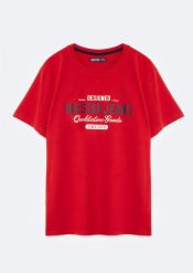 Koszulka męska bawełniana z nadrukiem czerwona Messeret 603. Czerwone t-shirty męskie BIG STAR, l, bez wzorów, z bawełny, bez kołnierzyka, bez ramiączek. W wyprzedaży za 39.99 zł.