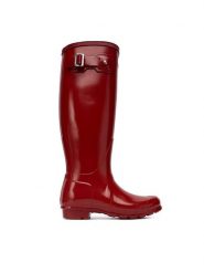 Hunter Kalosze Original Gloss WFT1000RGL Czerwony. Czerwone kalosze damskie Hunter, bez wzorów, z kauczuku, bez zapięcia. Za 379.99 zł.