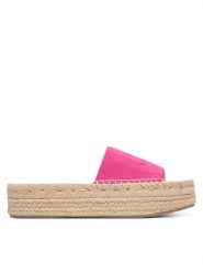Calvin Klein Klapki Ebeth HW0HW02894 Różowy. Czerwone klapki damskie Calvin Klein, bez wzorów, z materiału, bez obcasa, bez zapięcia. Za 233.99 zł.
