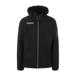 Kurtka softshell Kappa Valas. Czarne kurtki męskie Kappa, m, bez wzorów, z materiału, z kapturem, na fitness i siłownię. Za 397.50 zł.
