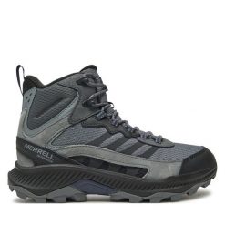 Trekkingi Merrell. Szare botki męskie Merrell, bez wzorów, sportowe, bez obcasa, bez zapięcia. Za 439.99 zł.
