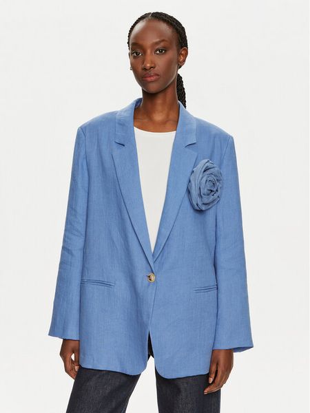 ViCOLO Marynarka TB1500 Niebieski Relaxed Fit. Niebieskie marynarki i żakiety damskie ViCOLO, bez wzorów, ze lnu, bez kołnierzyka, bez ramiączek. Za 779.99 zł.