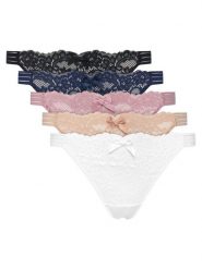 Hunkemöller Komplet 5 par stringów 302722 Kolorowy. Majtki damskie Hunkemöller, z syntetyku. Za 119.99 zł.