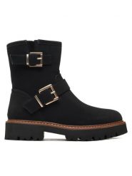 Jenny Fairy Botki WS88176-03 Czarny. Czarne botki damskie Jenny Fairy, bez wzorów, ze skóry, bez obcasa, na płaskiej podeszwie, bez zapięcia. Za 199.99 zł.