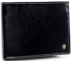 Portfel męski skórzany N992-RVT BLACK. Czarne portfele męskie ROVICKY, bez wzorów. Za 77.99 zł.